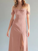 Off-the-Shoulder Slit Bridesmaid Dress 