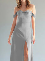 Off-the-Shoulder Slit Bridesmaid Dress 