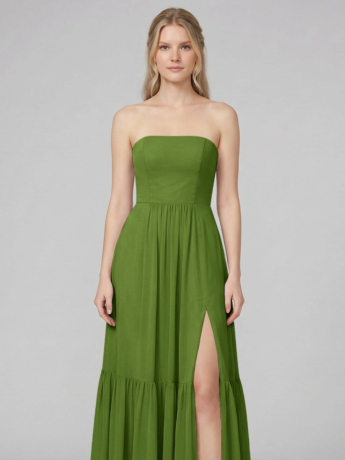 Strapless Bridesmaid Dress with Slit 