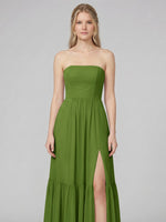 Strapless Bridesmaid Dress with Slit 