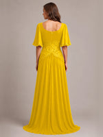 Cowl Neck Mother of the Bride Dress with Applique 