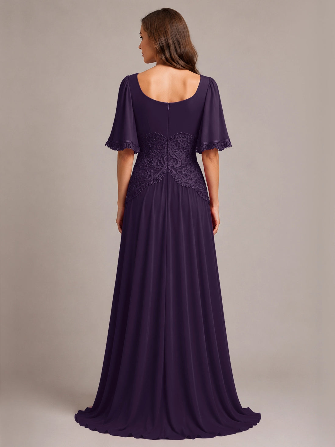 Cowl Neck Mother of the Bride Dress with Applique 