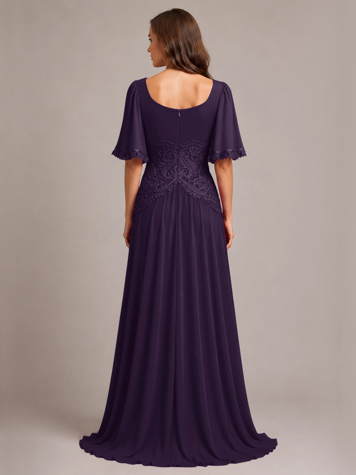 Cowl Neck Mother of the Bride Dress with Applique 