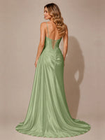 Silk-like Prom Dress with Appliques