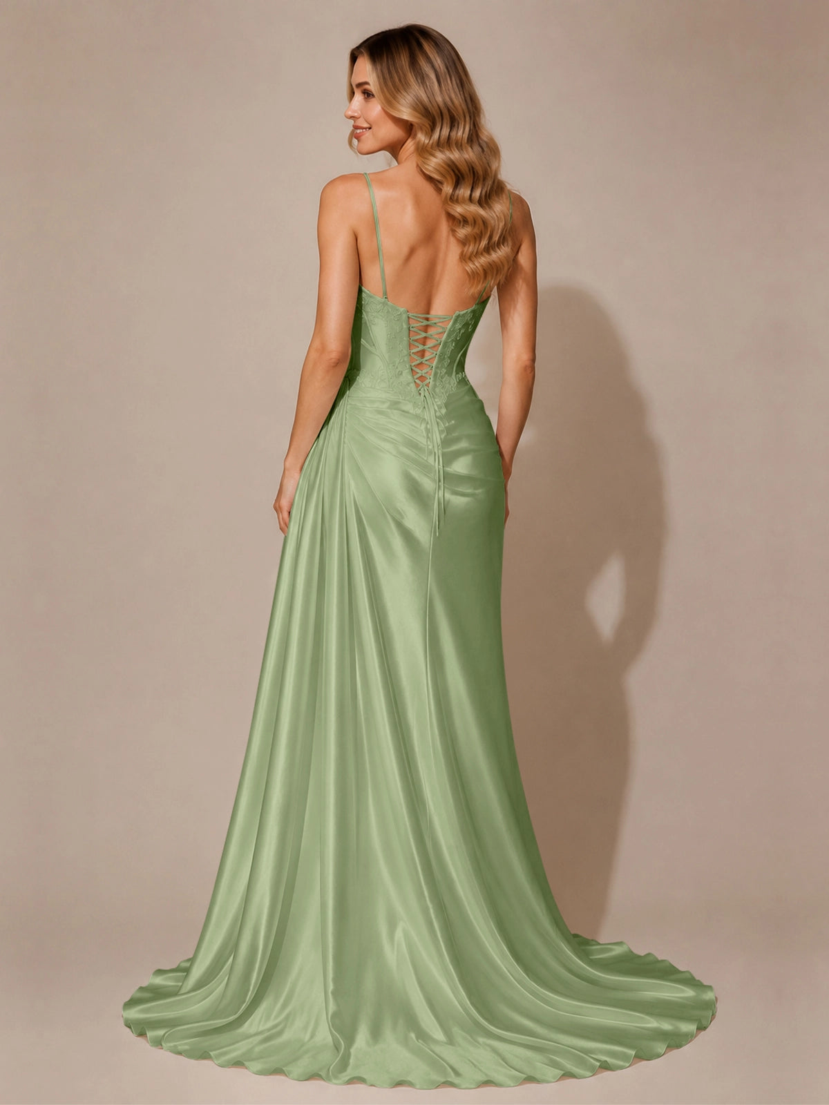 Silk-like Prom Dress with Appliques