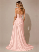 Silk-like Prom Dress with Appliques