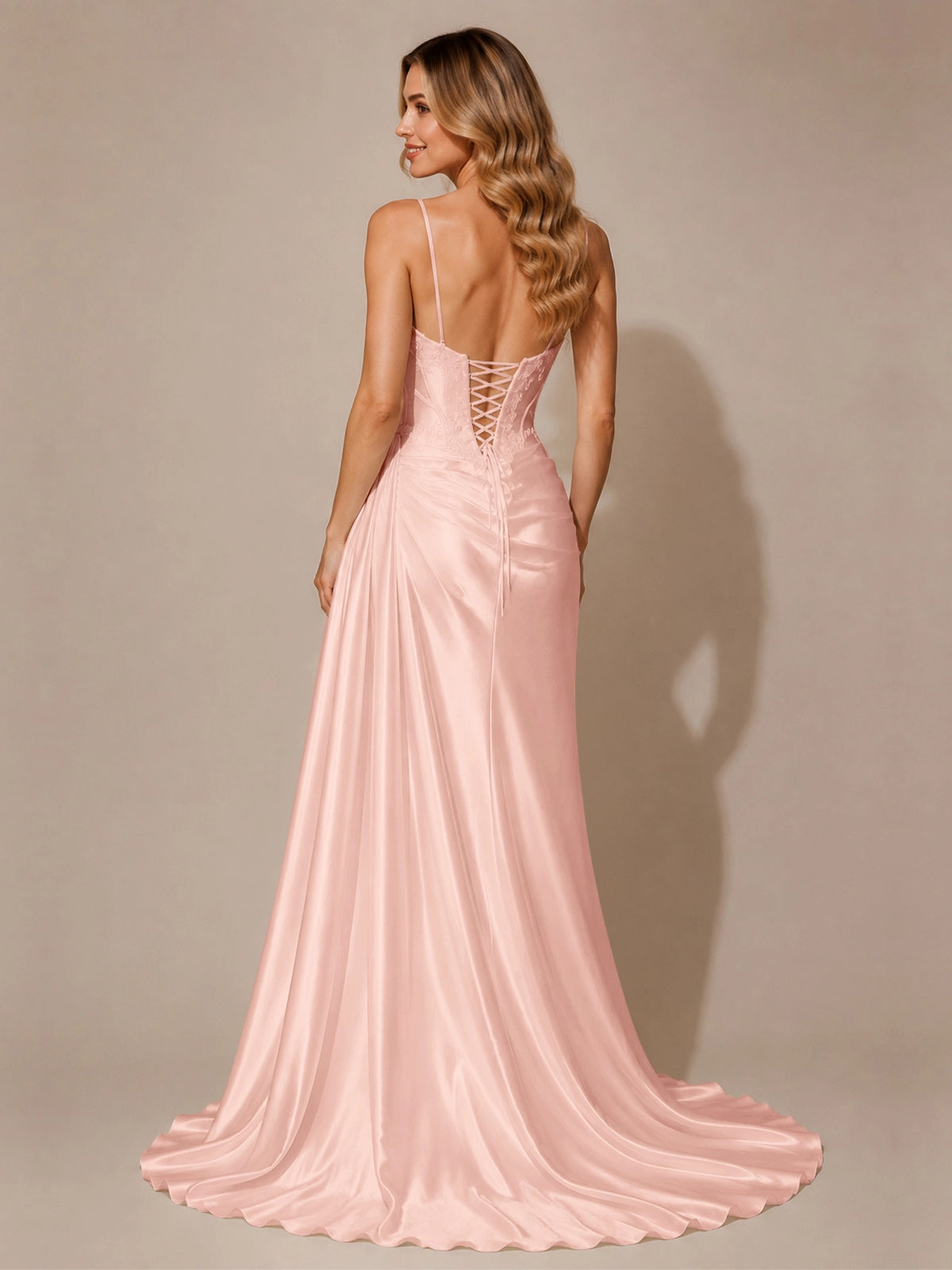 Silk-like Prom Dress with Appliques