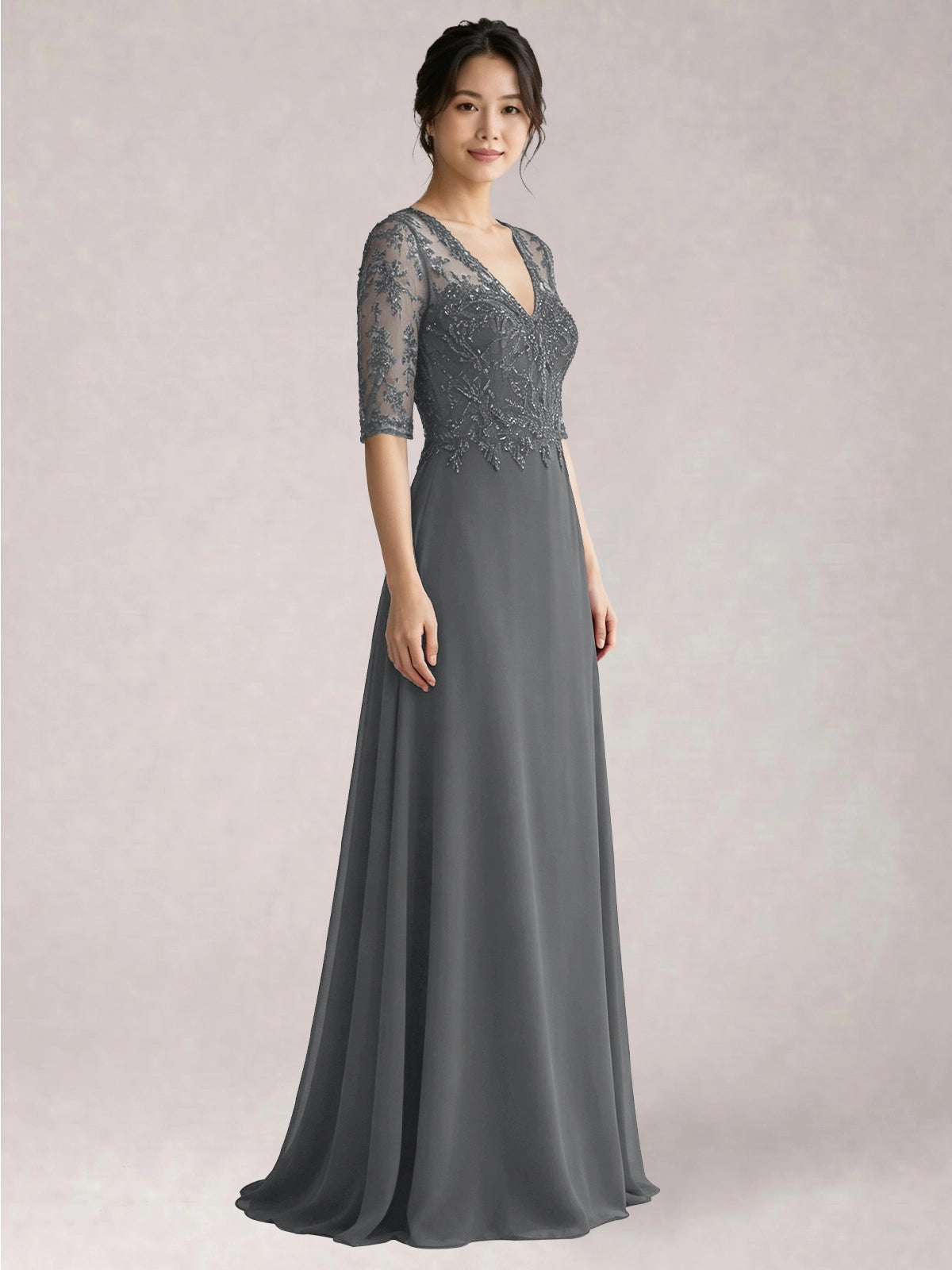 Lace Mother of the Bride Dress with Half Sleeves