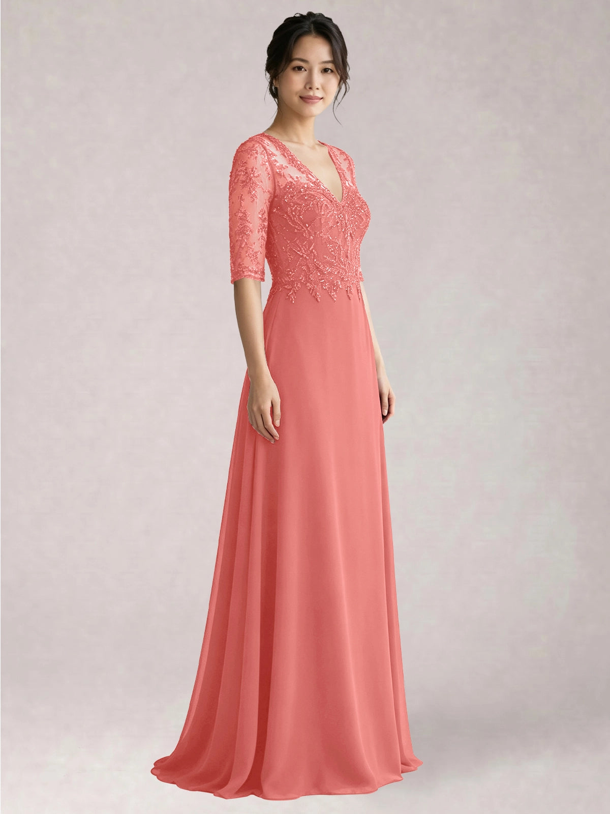Lace Mother of the Bride Dress with Half Sleeves