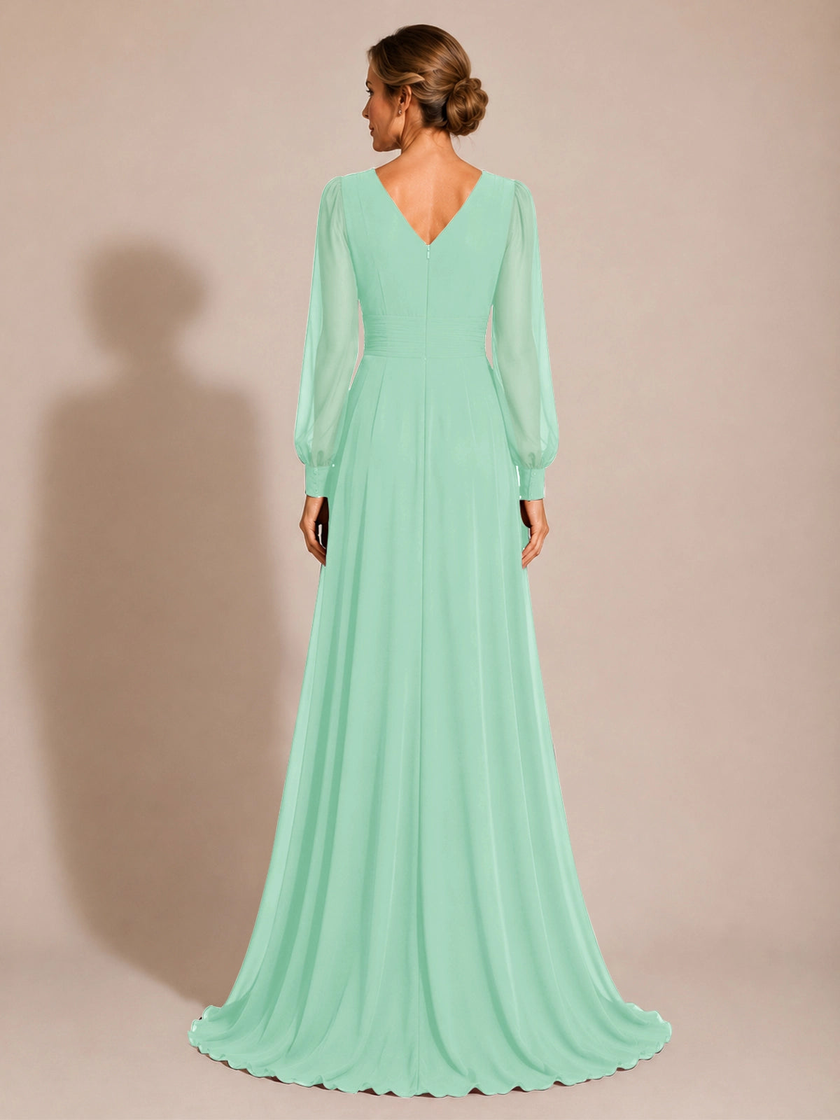 Chiffon Mother of the Bride Dress with Long Sleeves 