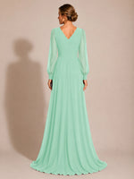 Chiffon Mother of the Bride Dress with Long Sleeves 
