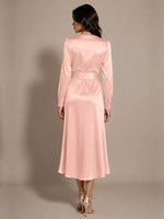 Silk-like Mother of the Bride Dress with Self-Tie Sash 