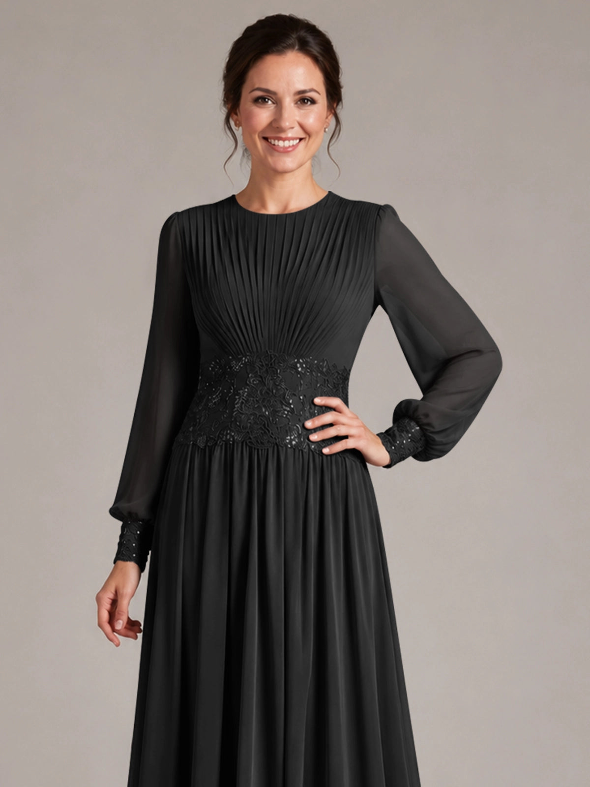 Chiffon Mother of the Bride Dress with Jewel Neckline 
