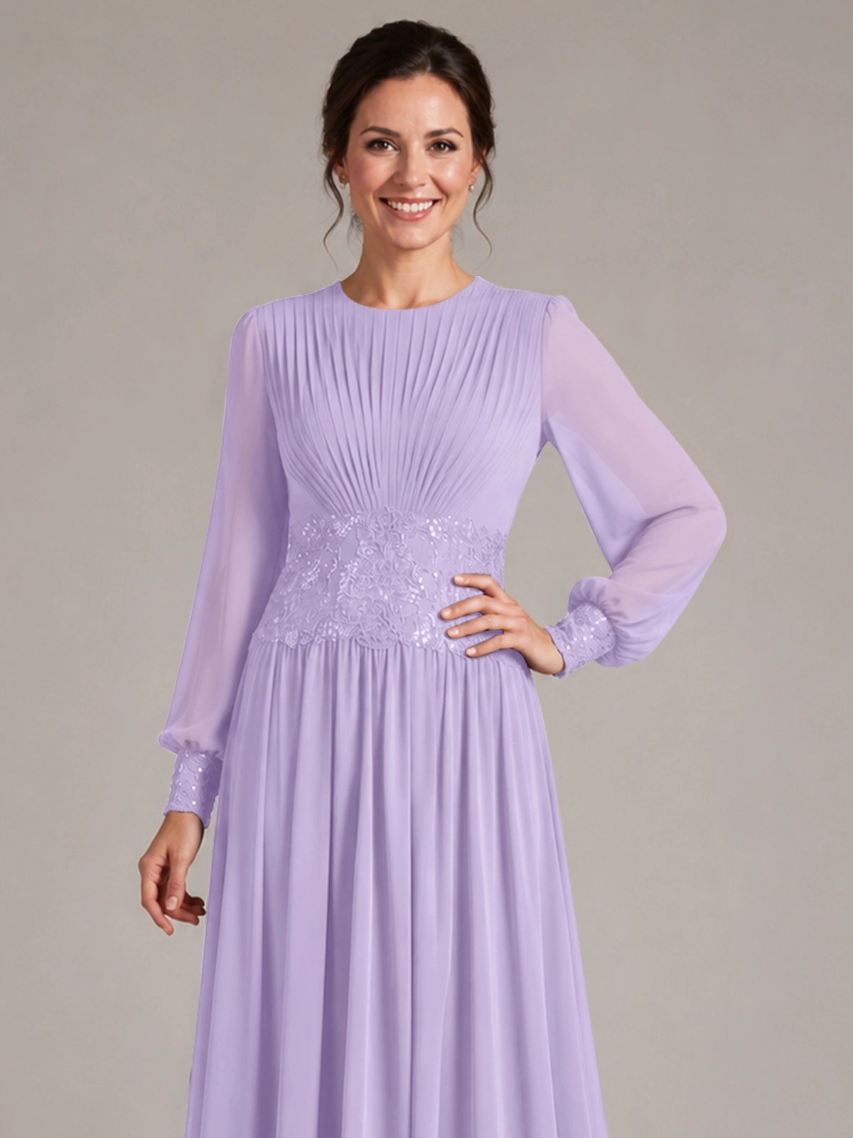 Chiffon Mother of the Bride Dress with Jewel Neckline 
