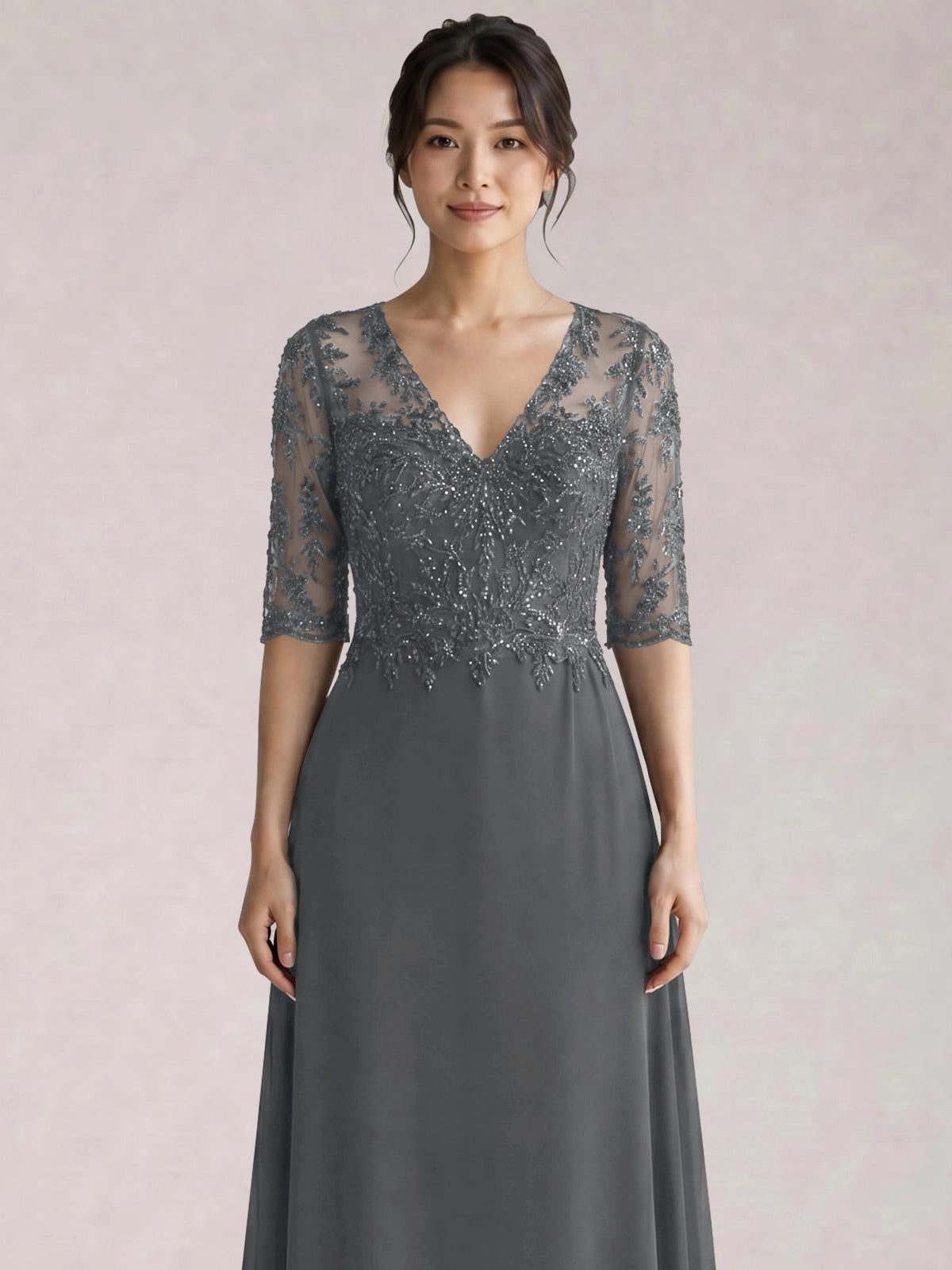 Lace Mother of the Bride Dress with Half Sleeves