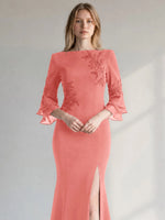 Chiffon Mother of the Bride Dress with 3/4 Sleeves