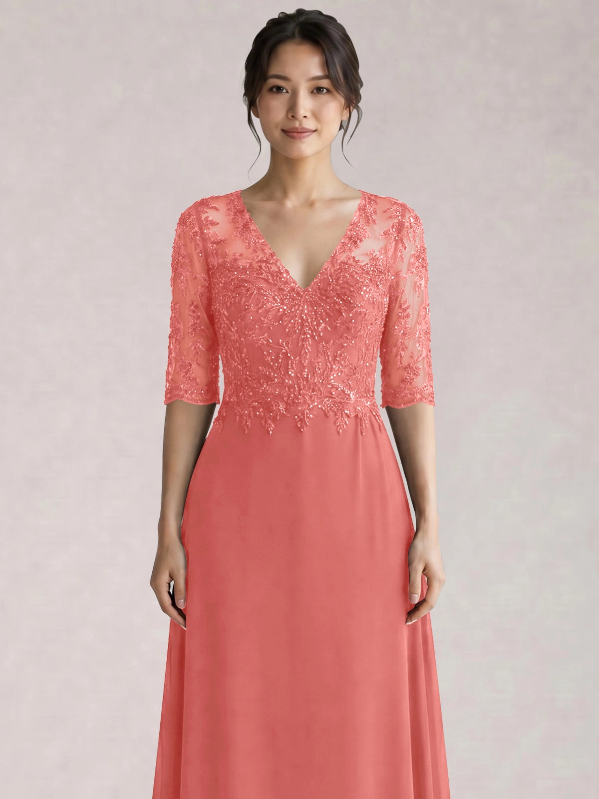 Lace Mother of the Bride Dress with Half Sleeves