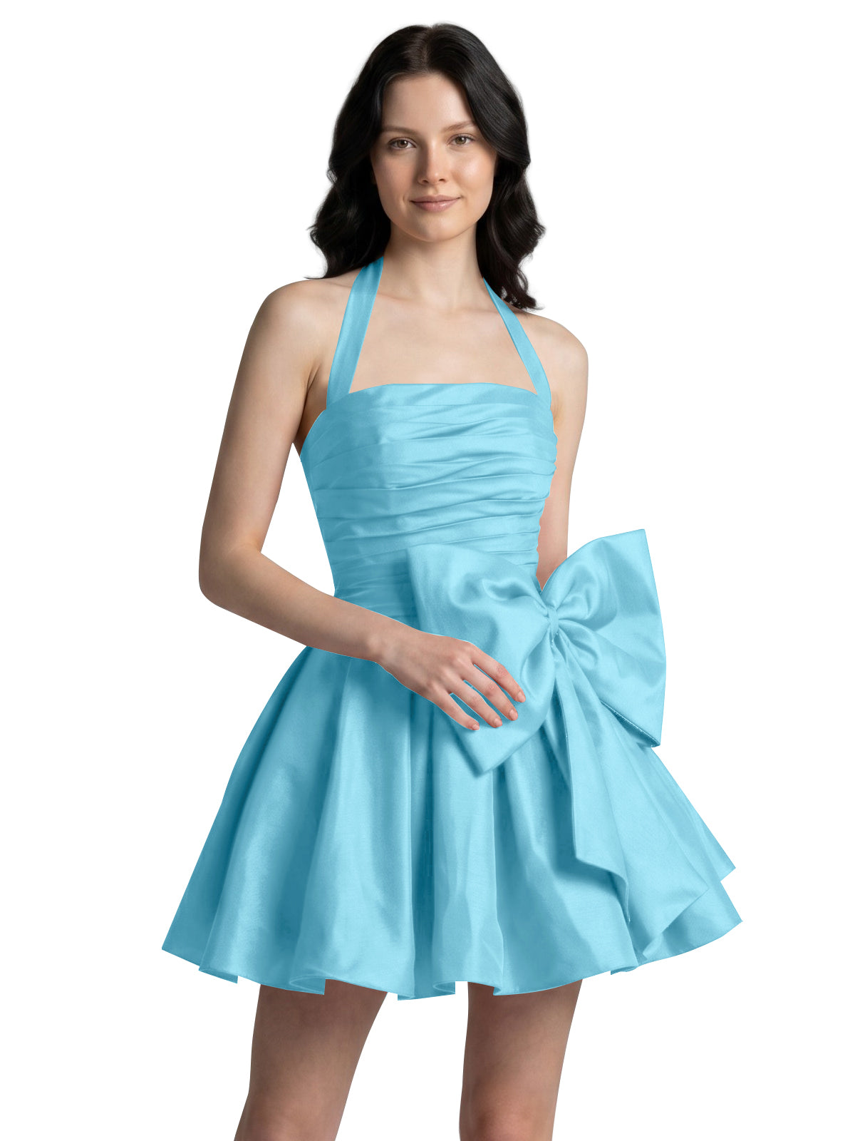 Halter Oversized Bow Mini Dress 