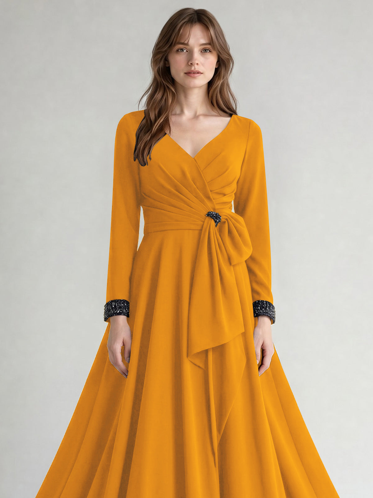 Stretch Satin Mother of the Bride Dress with Crystal