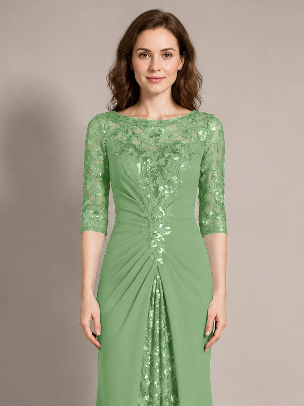 Lace Mother of the Bride Dress with Applique 