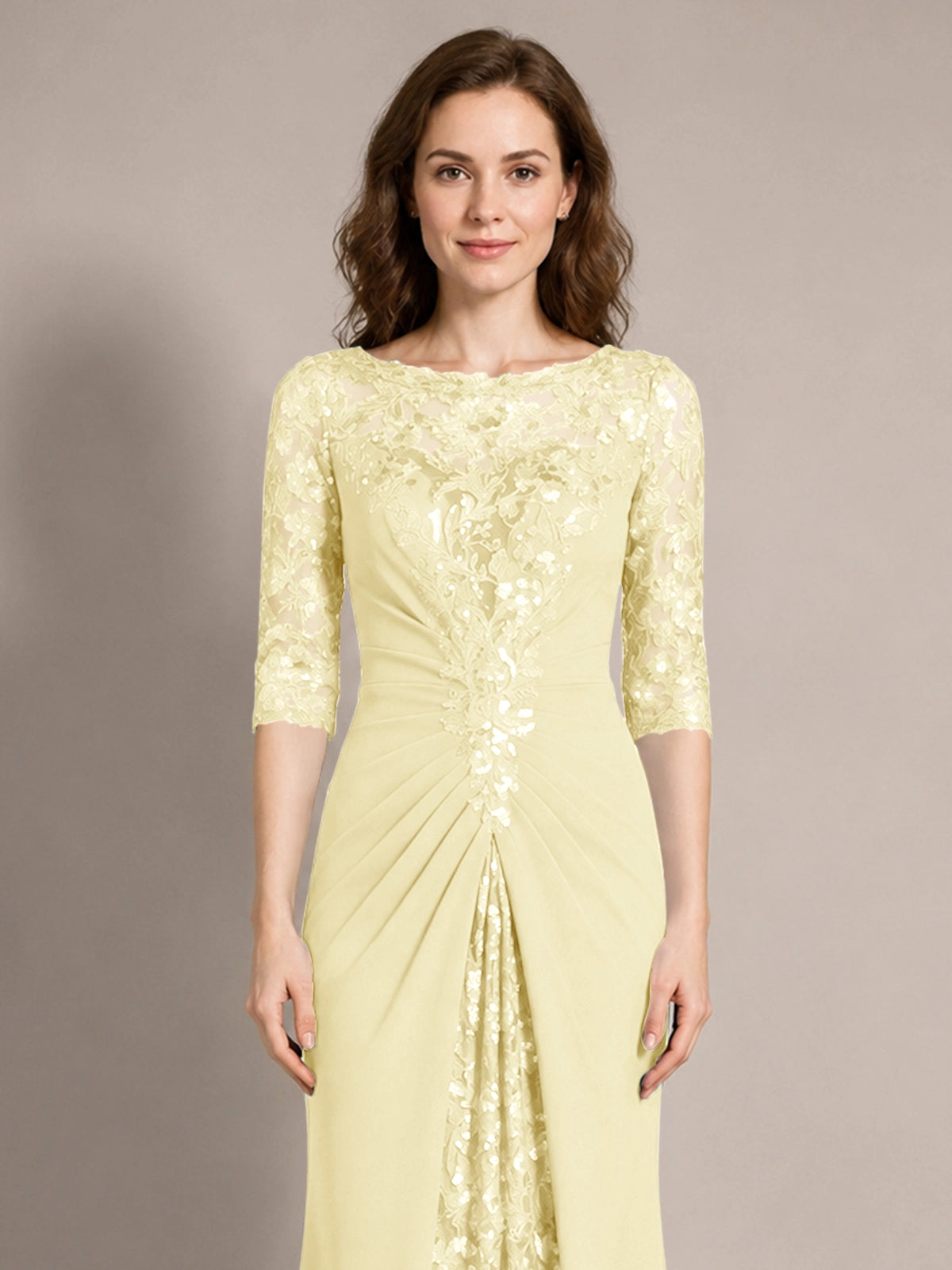 Lace Mother of the Bride Dress with Applique 