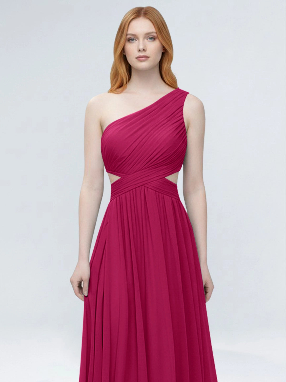 One-Shoulder Side Cut-Out Bridesmaid Dress 