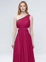 One-Shoulder Side Cut-Out Bridesmaid Dress 