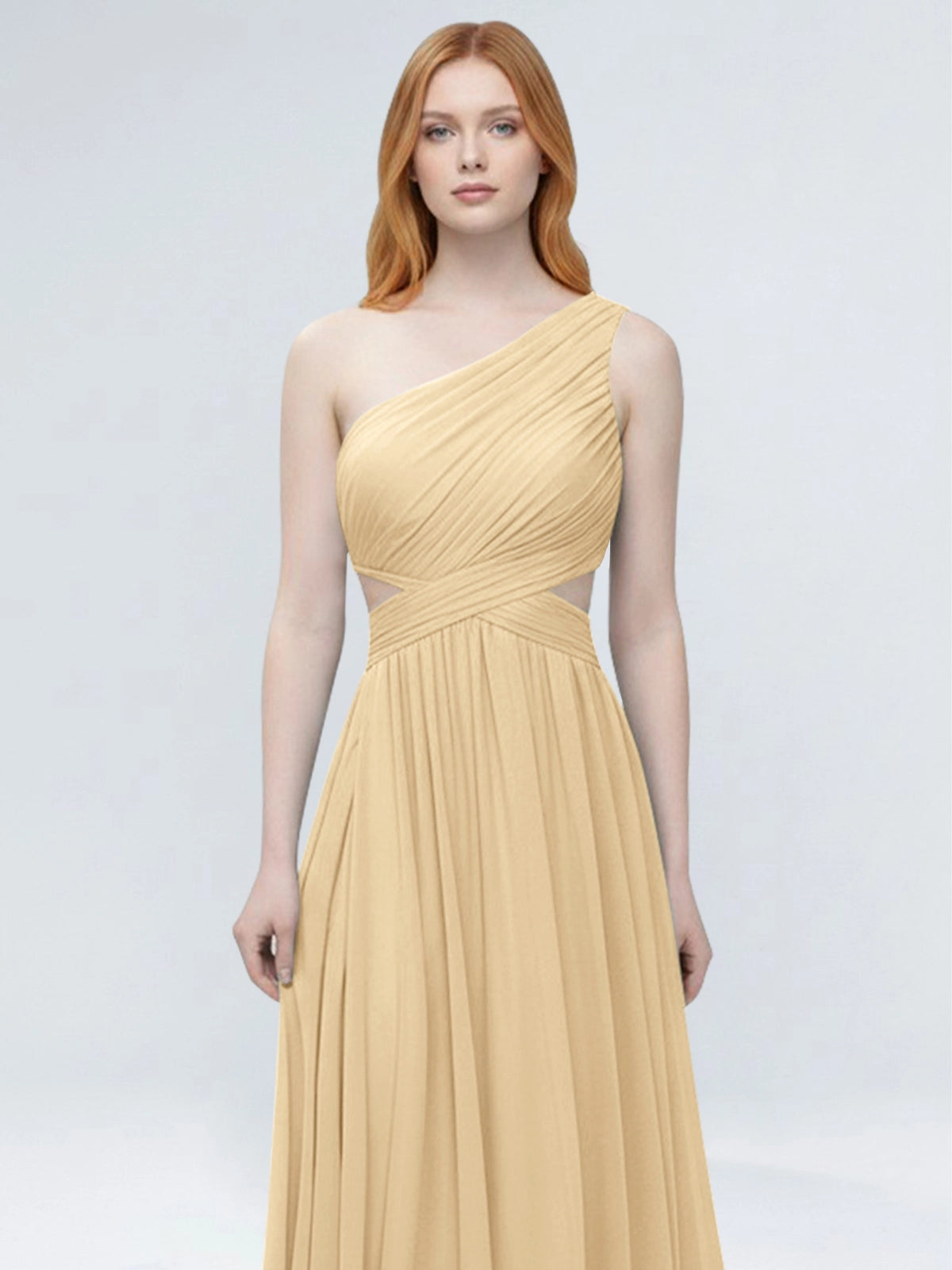 One-Shoulder Side Cut-Out Bridesmaid Dress 