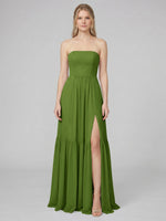 Strapless Bridesmaid Dress with Slit 