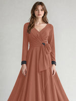 Stretch Satin Mother of the Bride Dress with Crystal