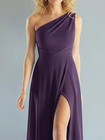 One-Shoulder Bridesmaid Dress with Slit
