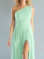 One-Shoulder Bridesmaid Dress with Slit