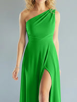 One-Shoulder Bridesmaid Dress with Slit