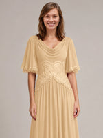 Cowl Neck Mother of the Bride Dress with Applique 