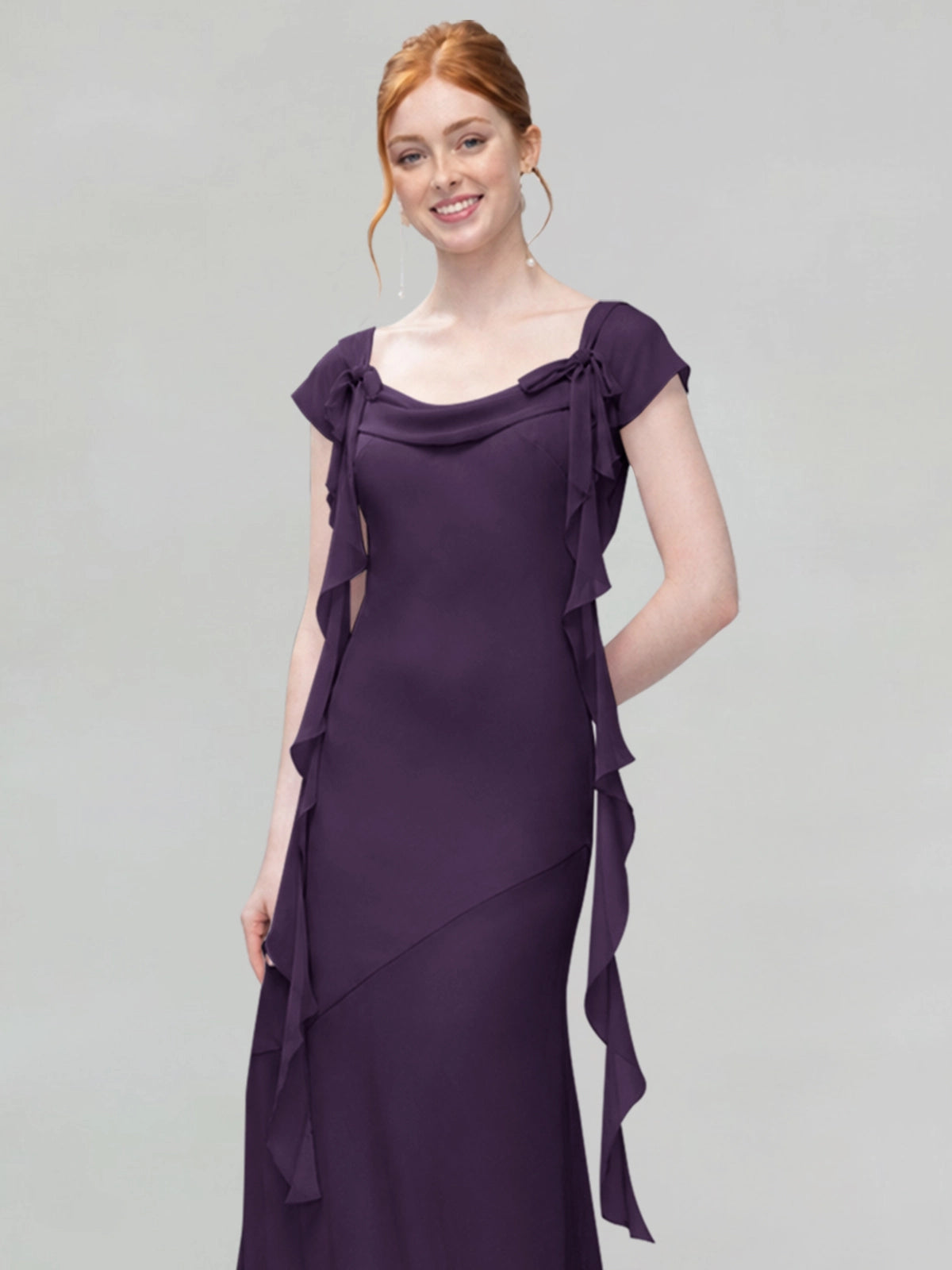 Flowy Ruffle Sheath Bridesmaid Dress 