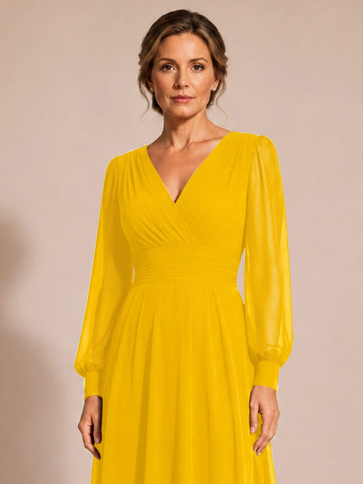 Chiffon Mother of the Bride Dress with Long Sleeves 