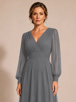 Chiffon Mother of the Bride Dress with Long Sleeves 