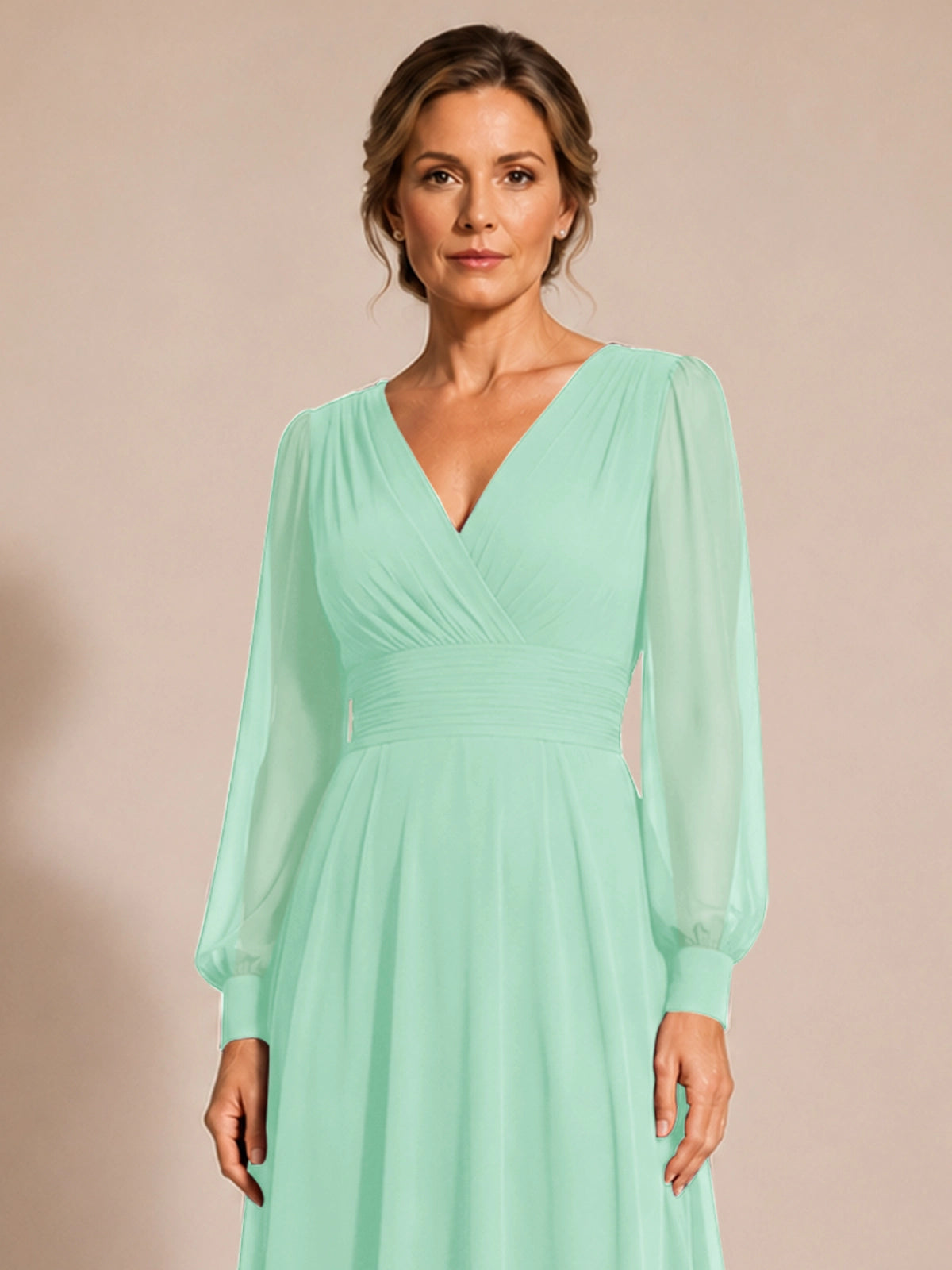 Chiffon Mother of the Bride Dress with Long Sleeves 