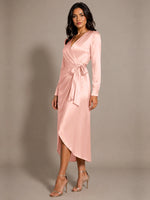 Silk-like Mother of the Bride Dress with Self-Tie Sash 