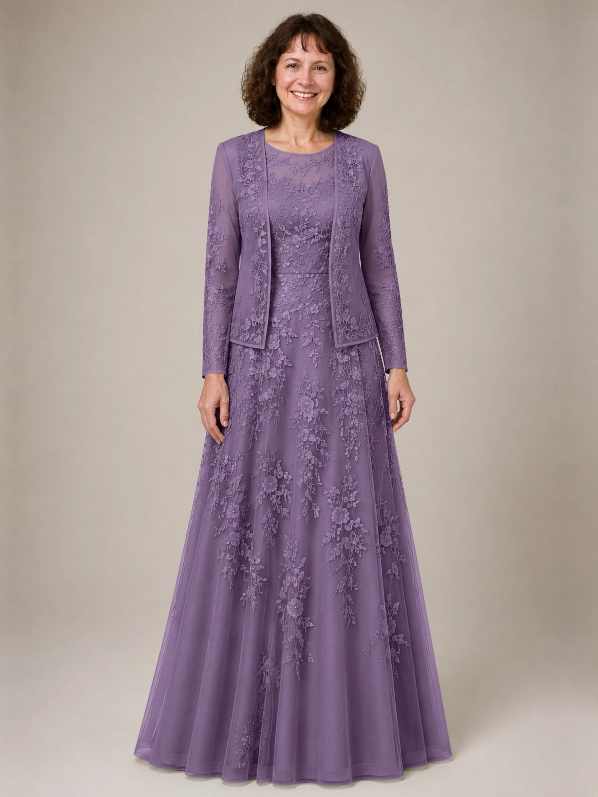 A-line Mother of the Bride Dress with Lace 
