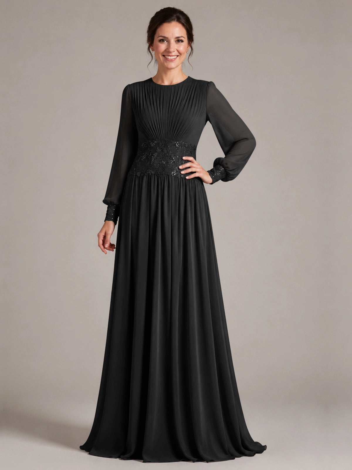 Chiffon Mother of the Bride Dress with Jewel Neckline 