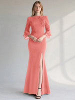 Chiffon Mother of the Bride Dress with 3/4 Sleeves