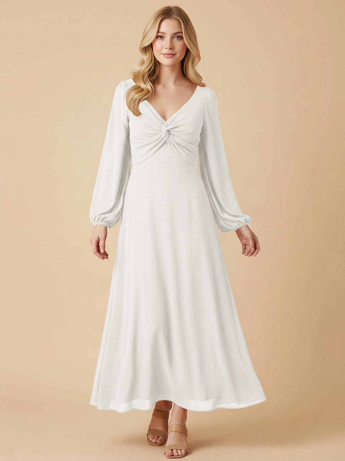 A-line Bridesmaid Dress with Long Sleeves 