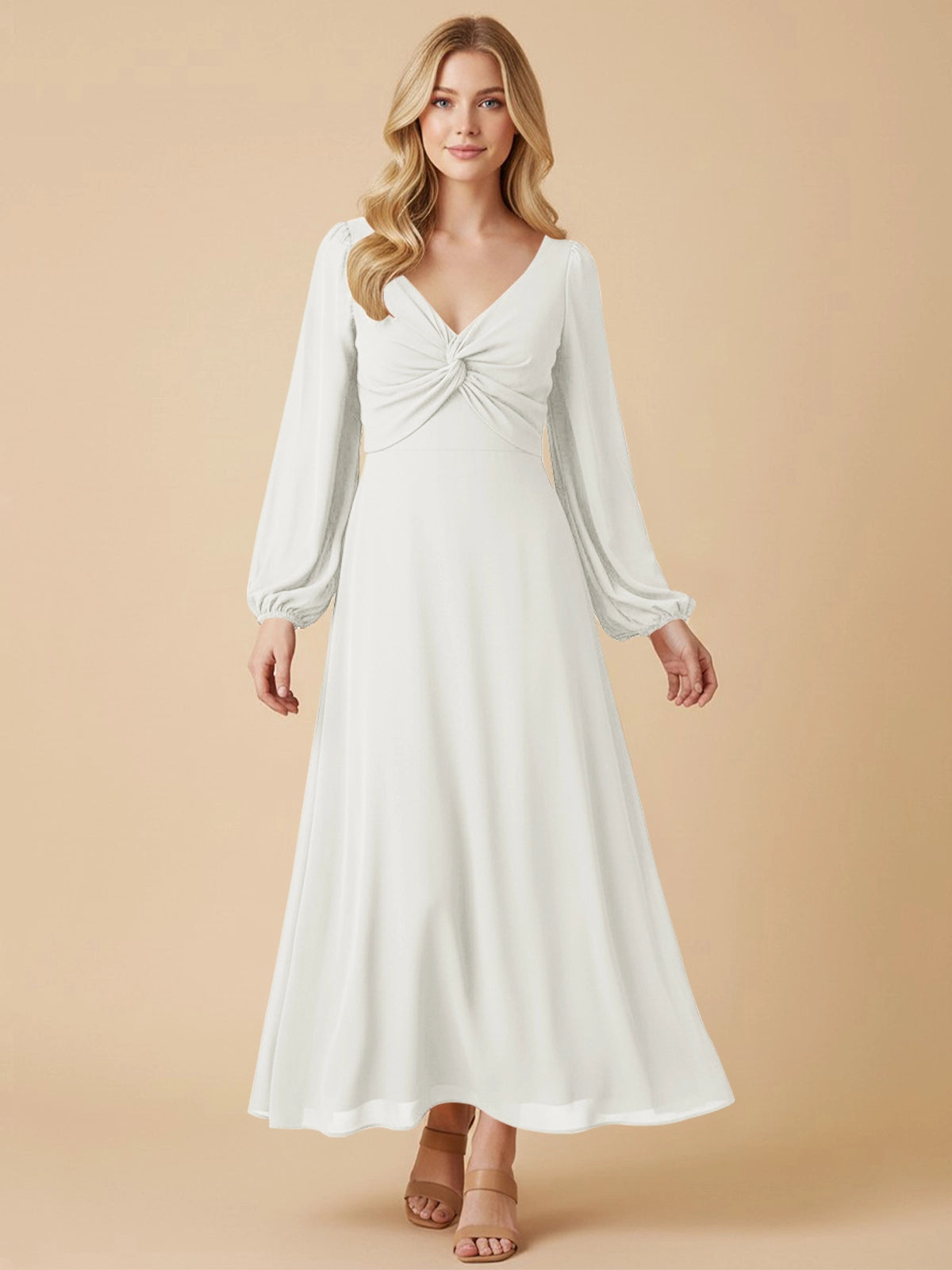 A-line Bridesmaid Dress with Long Sleeves 