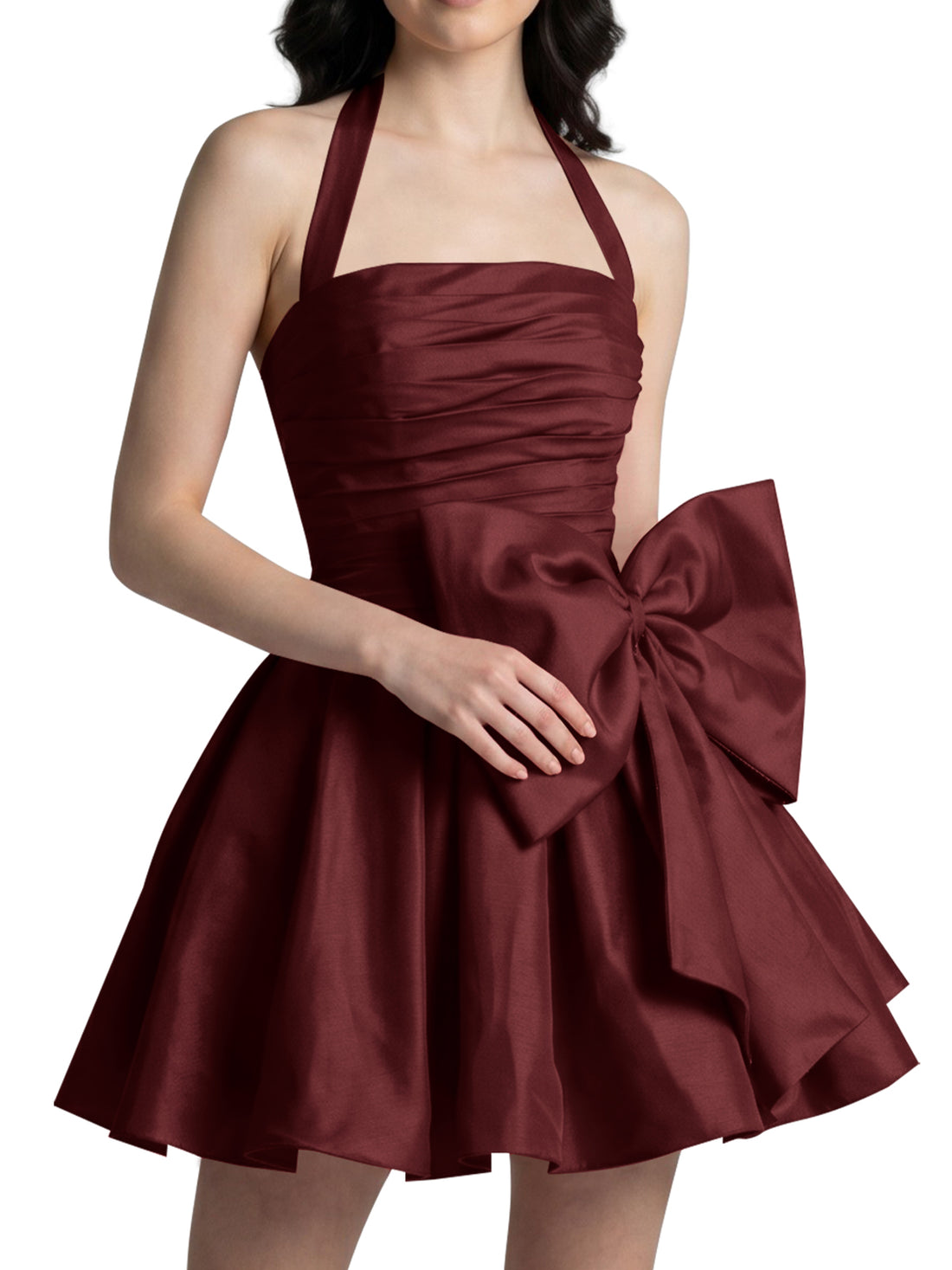 Halter Oversized Bow Mini Dress 