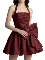 Halter Oversized Bow Mini Dress 