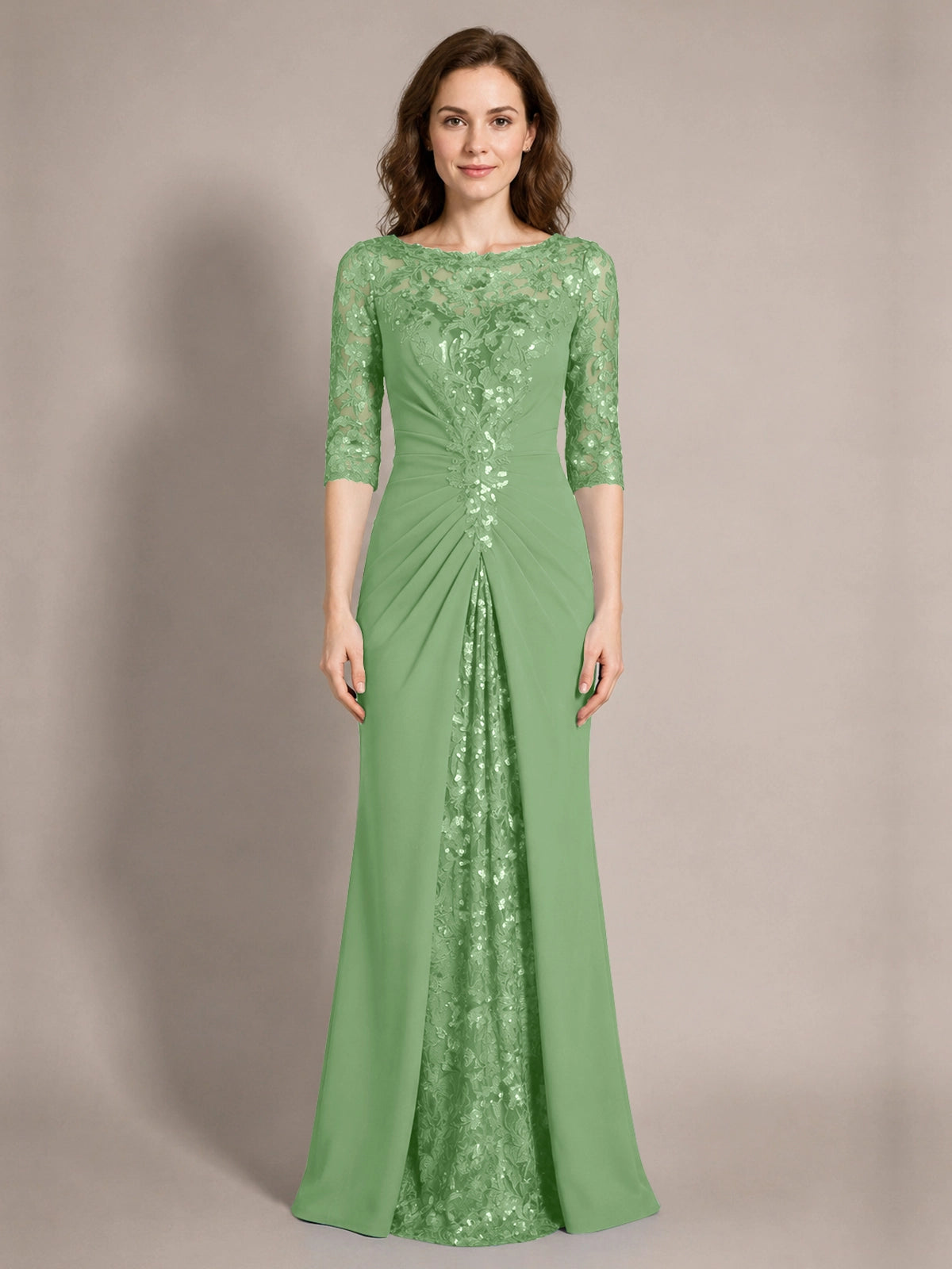Lace Mother of the Bride Dress with Applique 