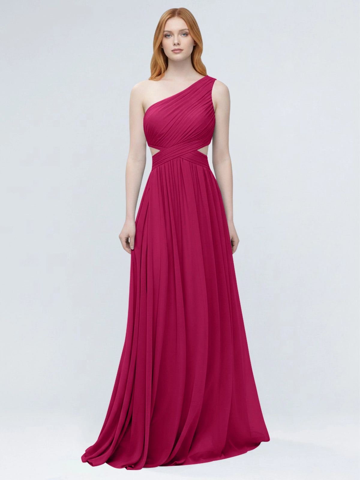 One-Shoulder Side Cut-Out Bridesmaid Dress 