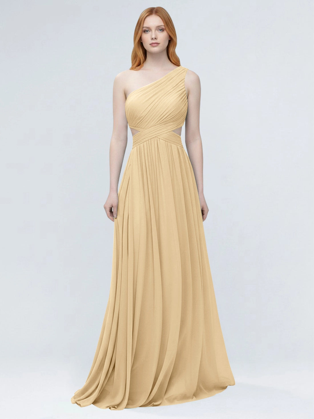 One-Shoulder Side Cut-Out Bridesmaid Dress 