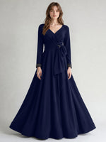 Stretch Satin Mother of the Bride Dress with Crystal